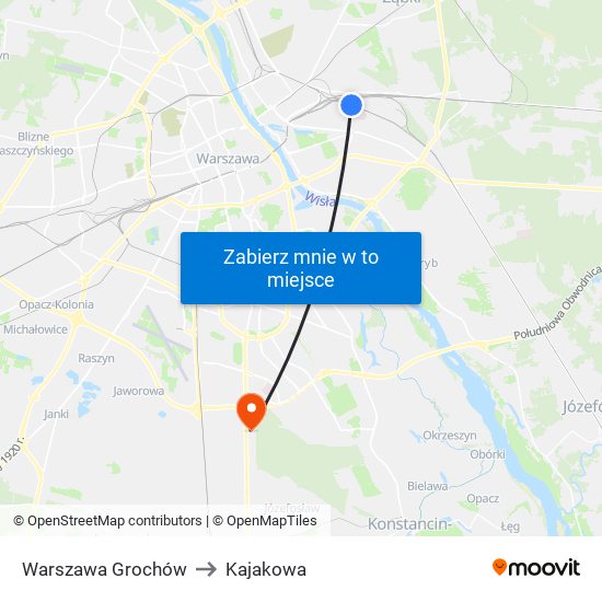 Warszawa Grochów to Kajakowa map