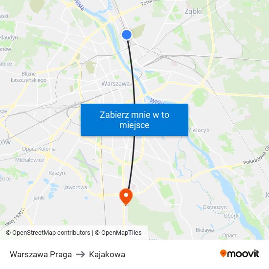 Warszawa Praga to Kajakowa map