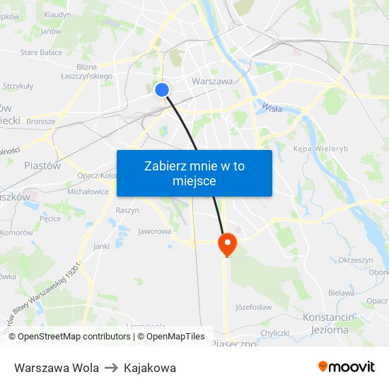 Warszawa Wola to Kajakowa map