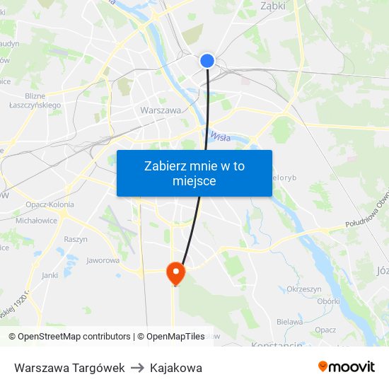 Warszawa Targówek to Kajakowa map