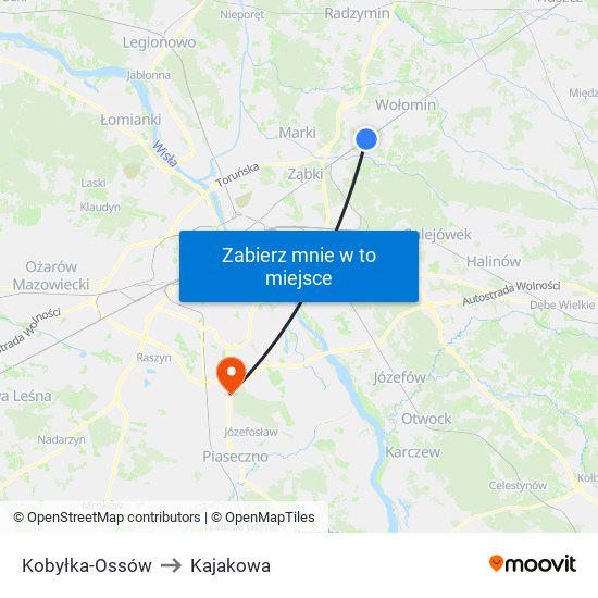 Kobyłka-Ossów to Kajakowa map