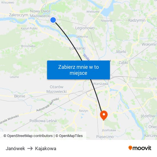 Janówek to Kajakowa map