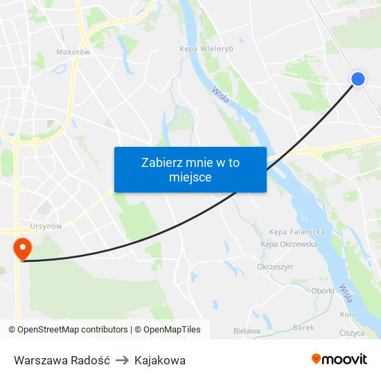 Warszawa Radość to Kajakowa map