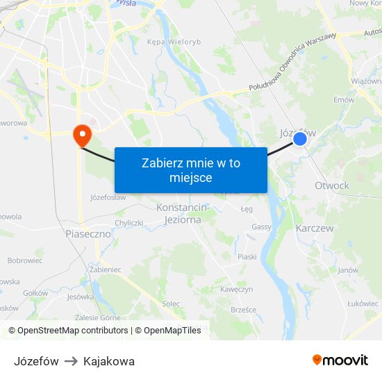 Józefów to Kajakowa map