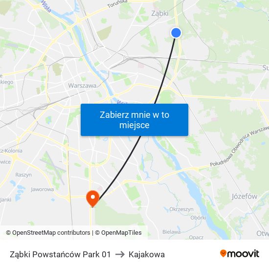 Ząbki Powstańców Park 01 to Kajakowa map