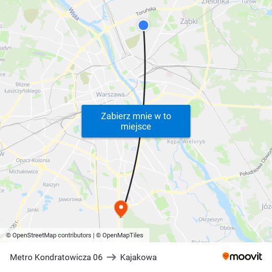 Metro Kondratowicza 06 to Kajakowa map