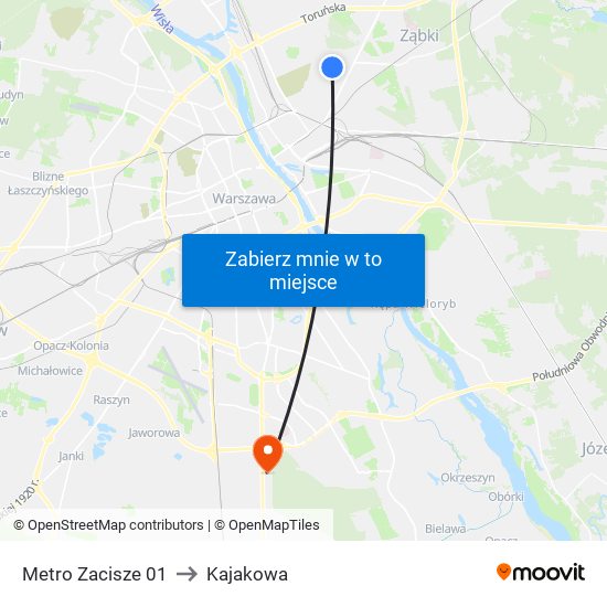 Metro Zacisze to Kajakowa map