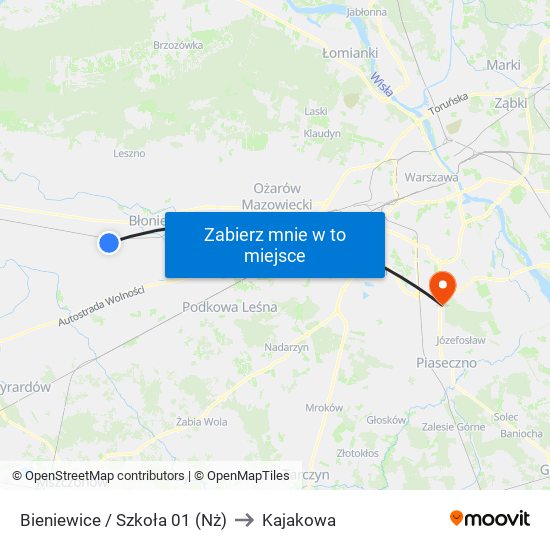 Bieniewice / Szkoła 01 (Nż) to Kajakowa map