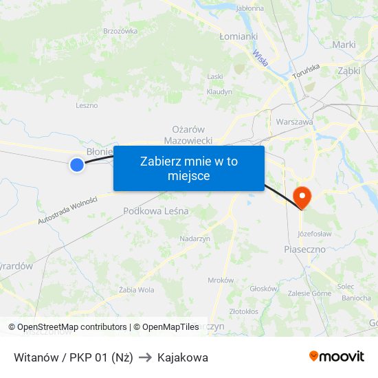 Witanów / PKP 01 (Nż) to Kajakowa map