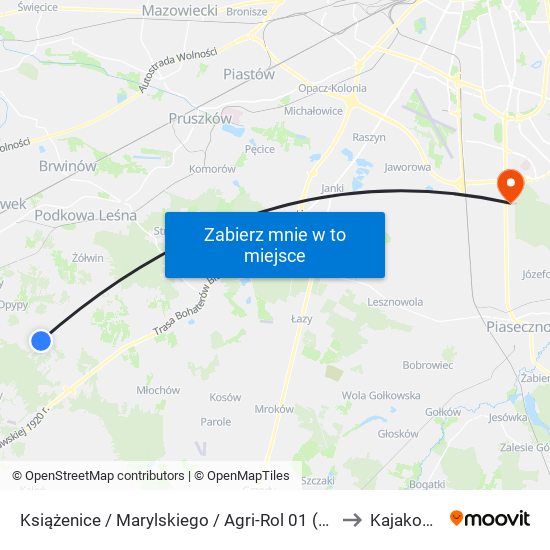 Książenice / Marylskiego / Agri-Rol 01 (Nż) to Kajakowa map