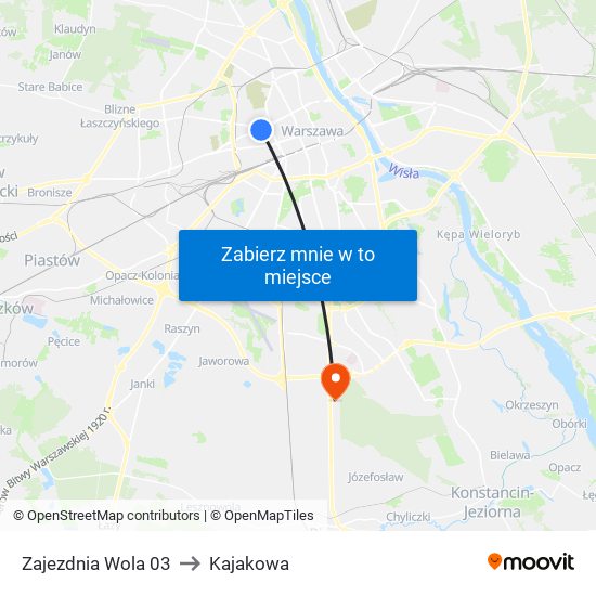 Zajezdnia Wola 03 to Kajakowa map