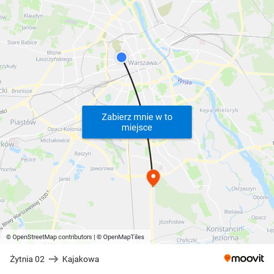 Żytnia to Kajakowa map