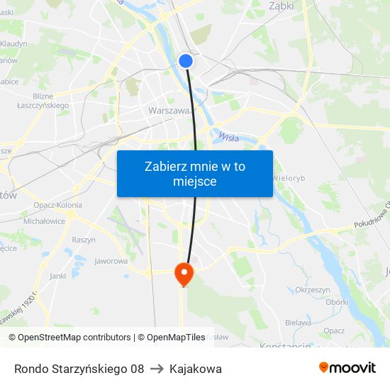 Rondo Starzyńskiego 08 to Kajakowa map