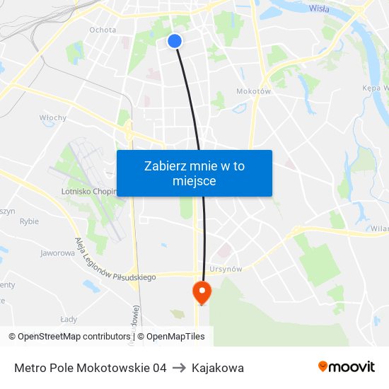 Metro Pole Mokotowskie 04 to Kajakowa map