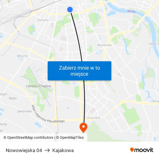 Nowowiejska to Kajakowa map