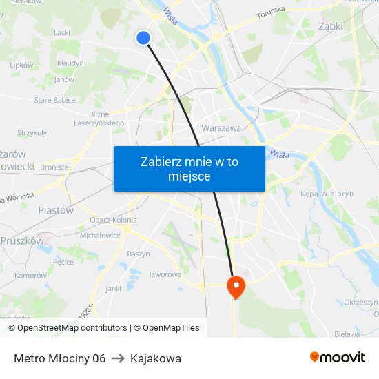 Metro Młociny 06 to Kajakowa map