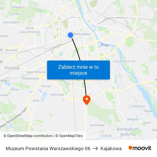 Muzeum Powstania Warszawskiego 06 to Kajakowa map