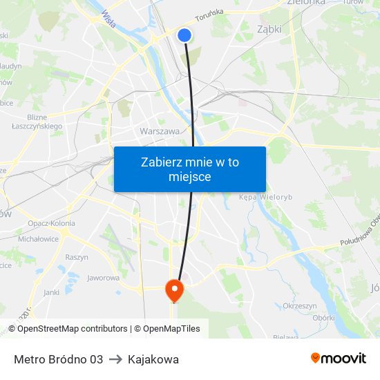 Metro Bródno 03 to Kajakowa map