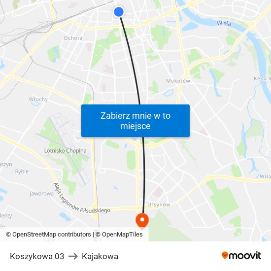 Koszykowa 03 to Kajakowa map