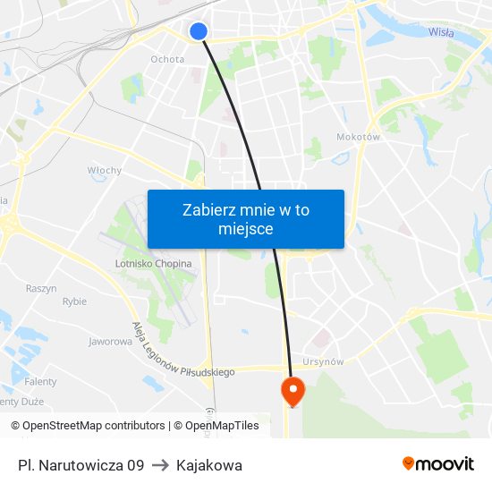 Pl. Narutowicza 09 to Kajakowa map