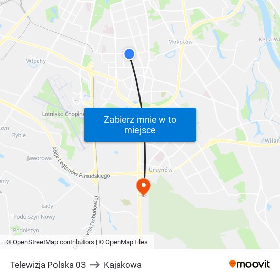 Telewizja Polska 03 to Kajakowa map