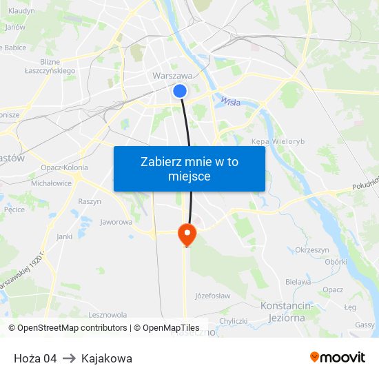 Hoża 04 to Kajakowa map