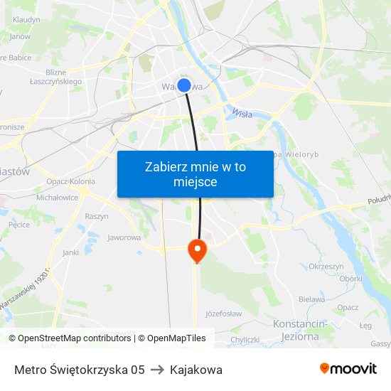 Metro Świętokrzyska 05 to Kajakowa map