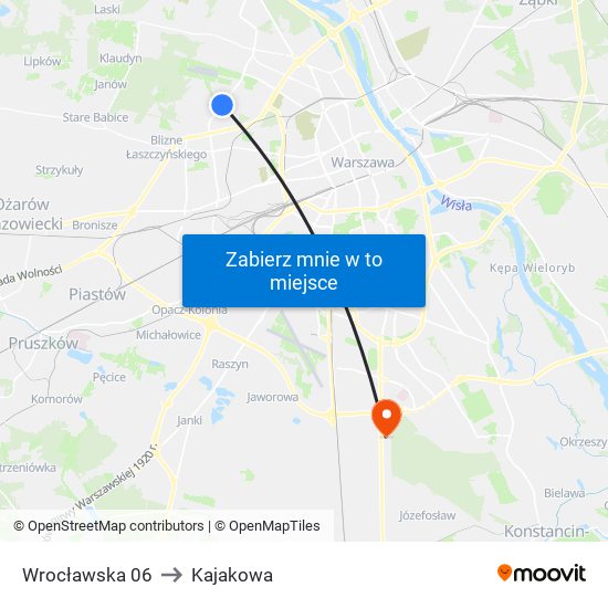 Wrocławska to Kajakowa map