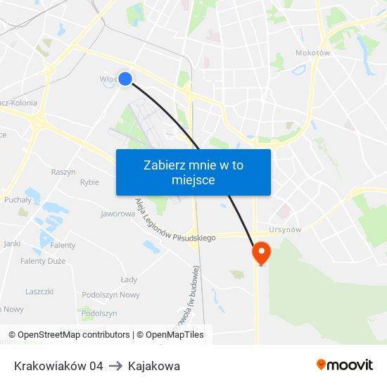 Krakowiaków 04 to Kajakowa map