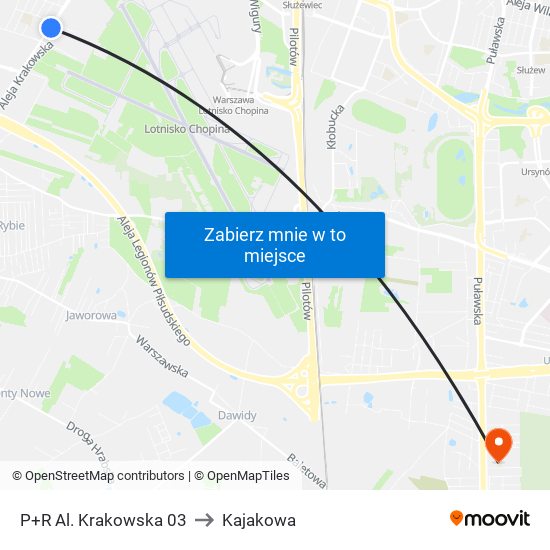 P+R Al. Krakowska 03 to Kajakowa map