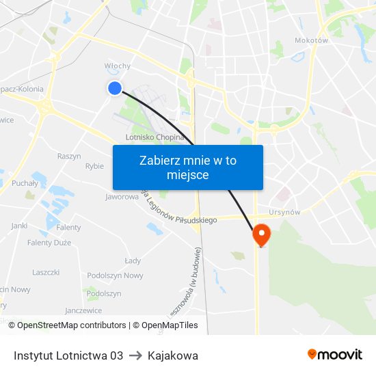 Instytut Lotnictwa to Kajakowa map