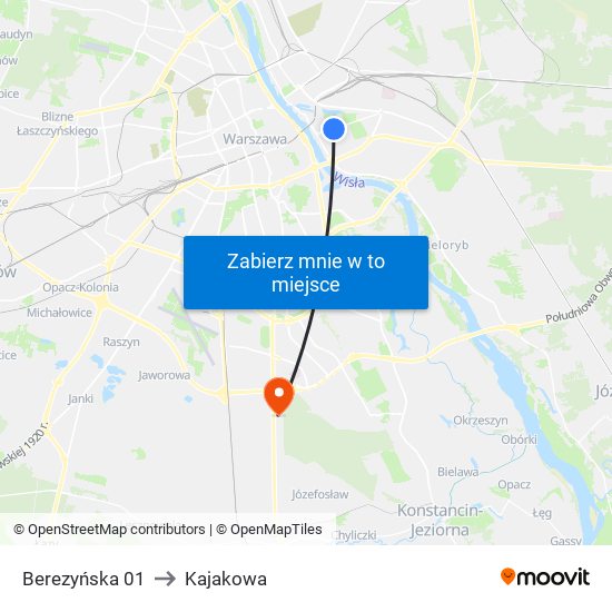 Berezyńska 01 to Kajakowa map