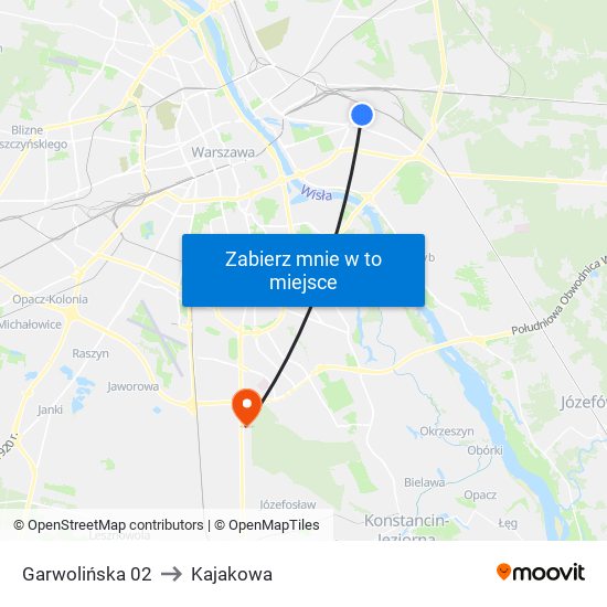 Garwolińska 02 to Kajakowa map