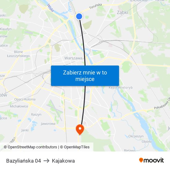 Bazyliańska 04 to Kajakowa map