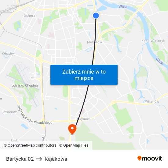 Bartycka 02 to Kajakowa map