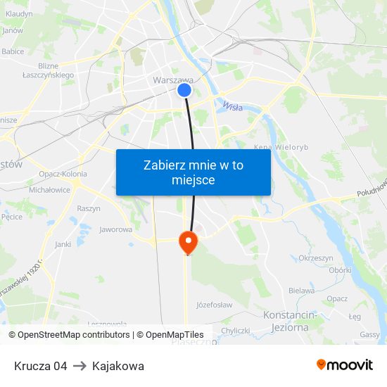 Krucza 04 to Kajakowa map
