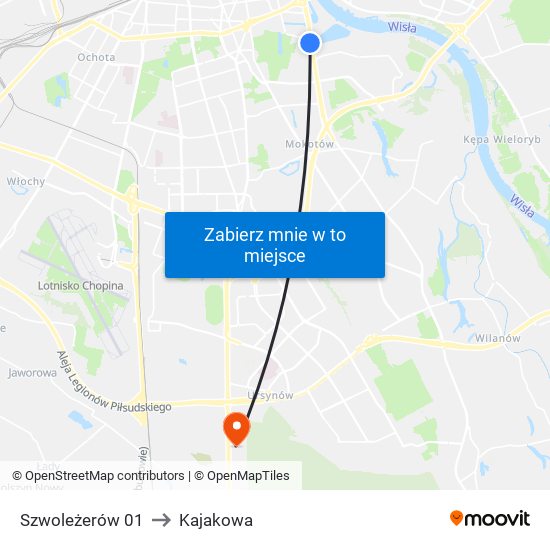 Szwoleżerów 01 to Kajakowa map