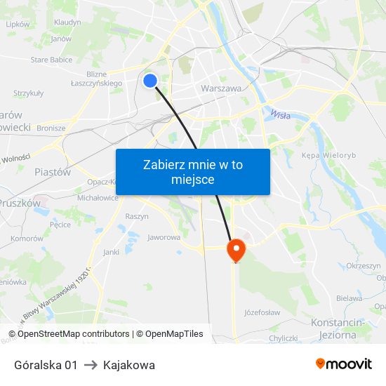 Góralska 01 to Kajakowa map