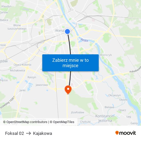 Foksal 02 to Kajakowa map