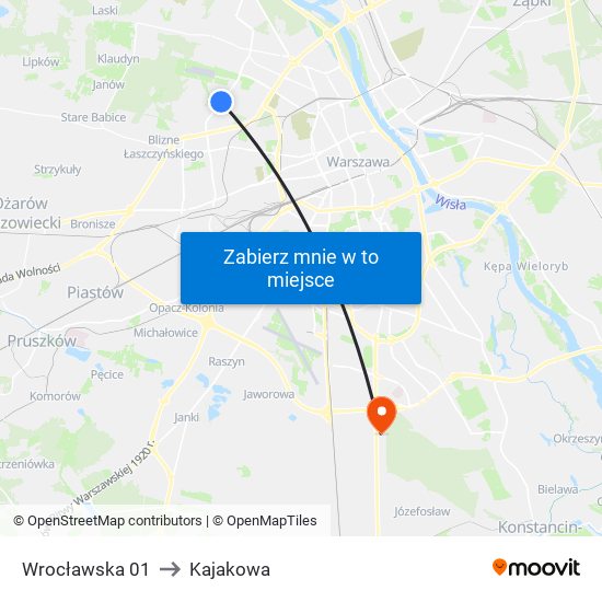 Wrocławska 01 to Kajakowa map