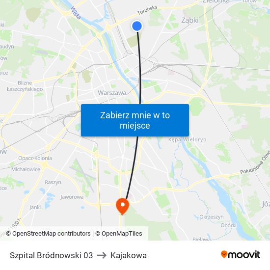 Szpital Bródnowski 03 to Kajakowa map