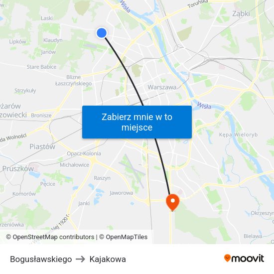 Bogusławskiego to Kajakowa map