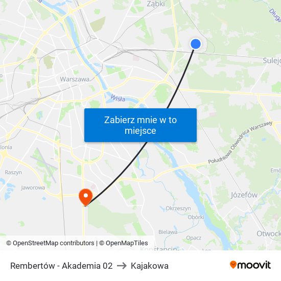 Rembertów-Akademia to Kajakowa map