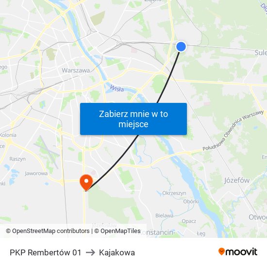 PKP Rembertów to Kajakowa map