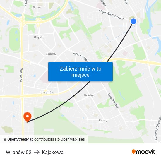 Wilanów 02 to Kajakowa map