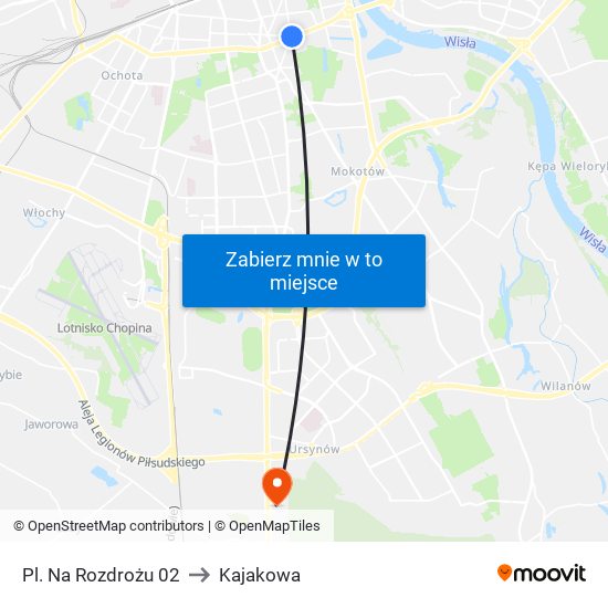 Pl. Na Rozdrożu to Kajakowa map