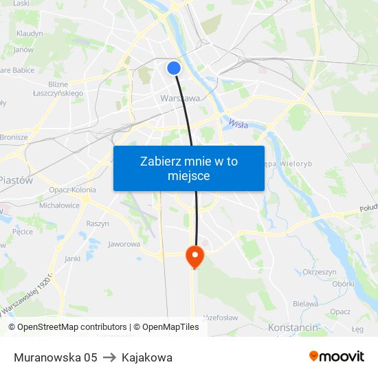 Muranowska to Kajakowa map