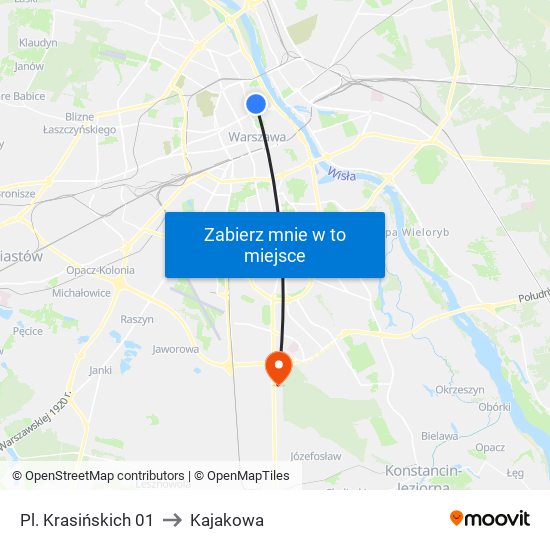 Pl. Krasińskich 01 to Kajakowa map