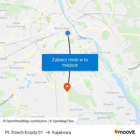 Pl. Trzech Krzyży 01 to Kajakowa map