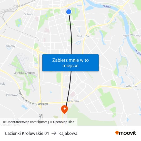 Łazienki Królewskie 01 to Kajakowa map